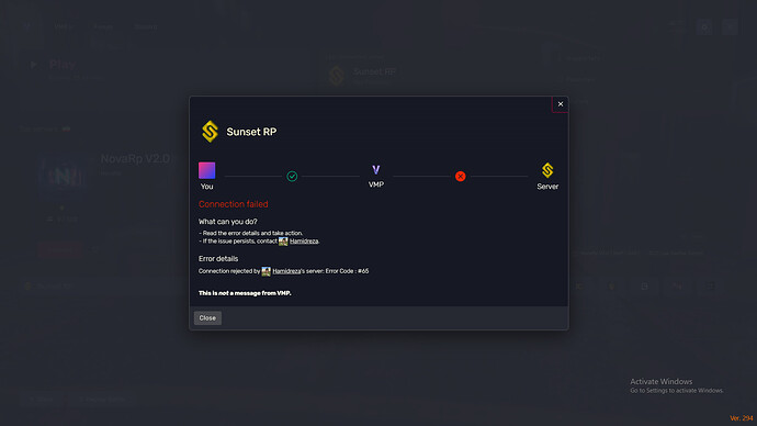 ارور در هنگام جوین به سان ست - VMP Client Support - VMP Community
